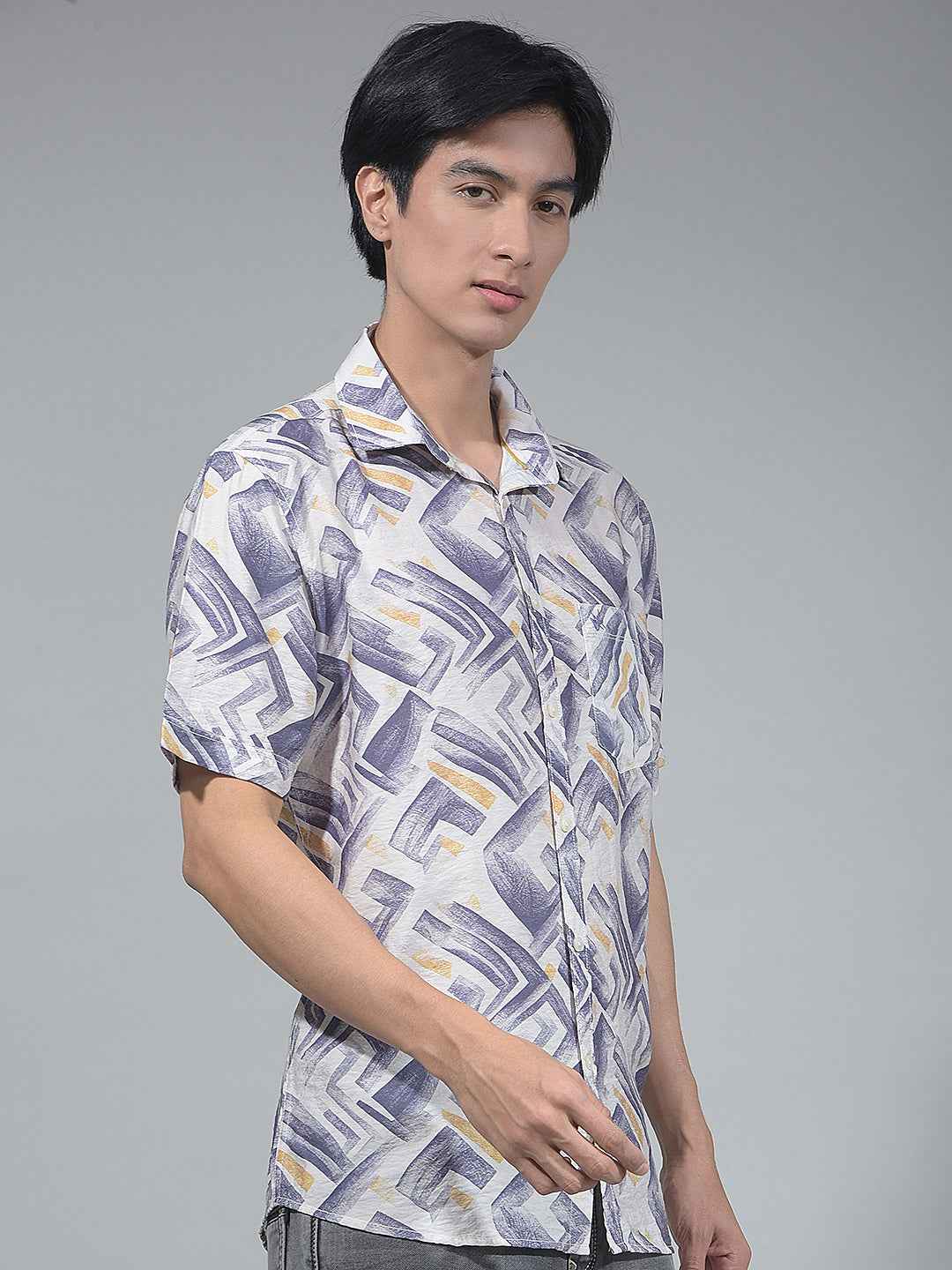 Purple Print Detailed Shirt