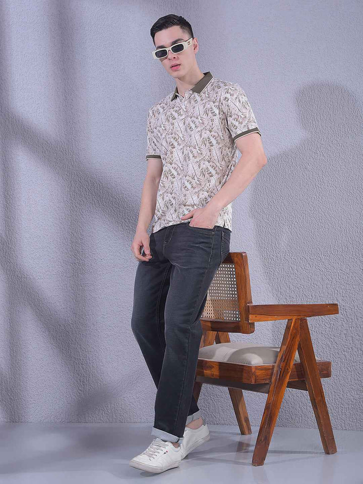 Beige Floral Print T-Shirt