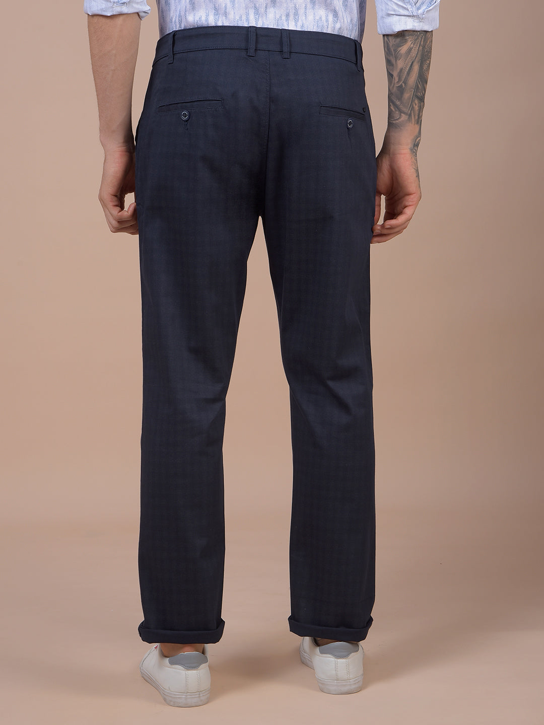 Navy Blue Printed Trousers
