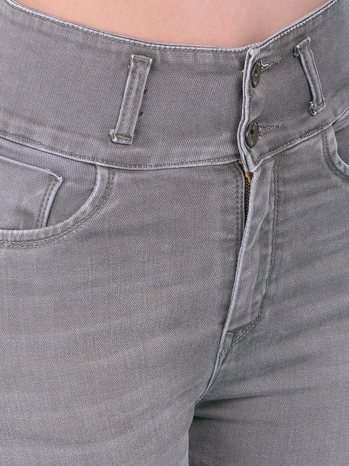 Grey High-Waist Jeans Jeans-Women Jeans-Crimsoune Club