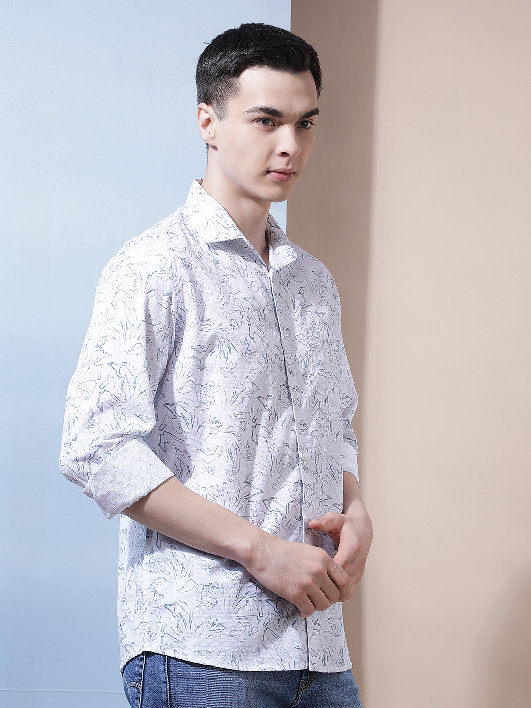 Blue Floral Print Shirt