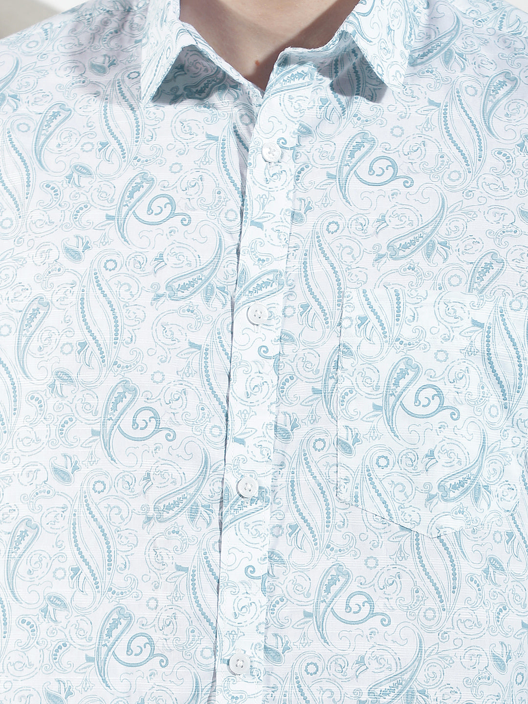 Blue Botanical Print Shirt