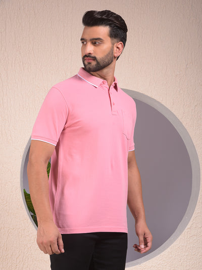 Pink Polo Neck T-Shirt