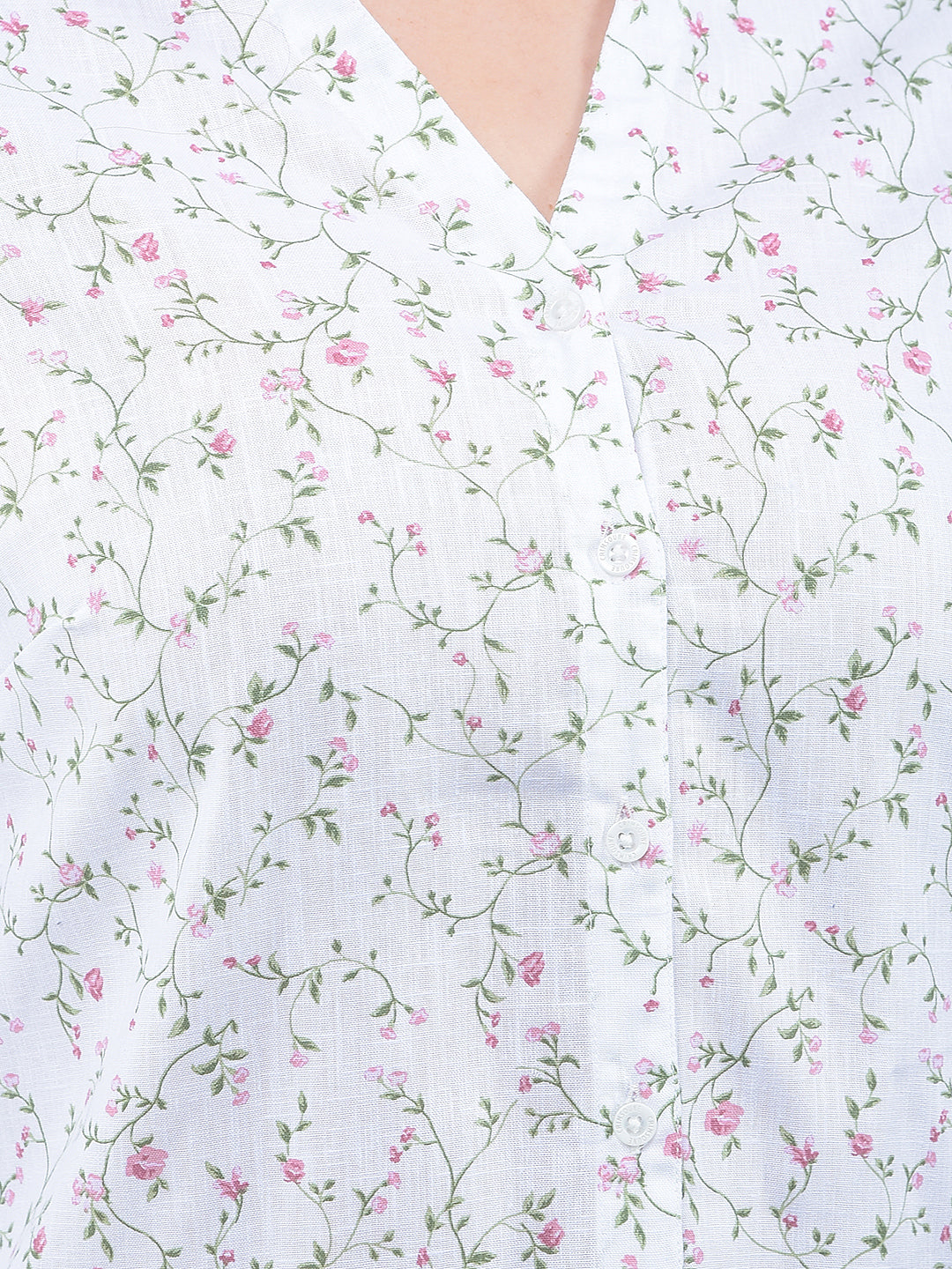 Pink Floral Print Linen Shirt