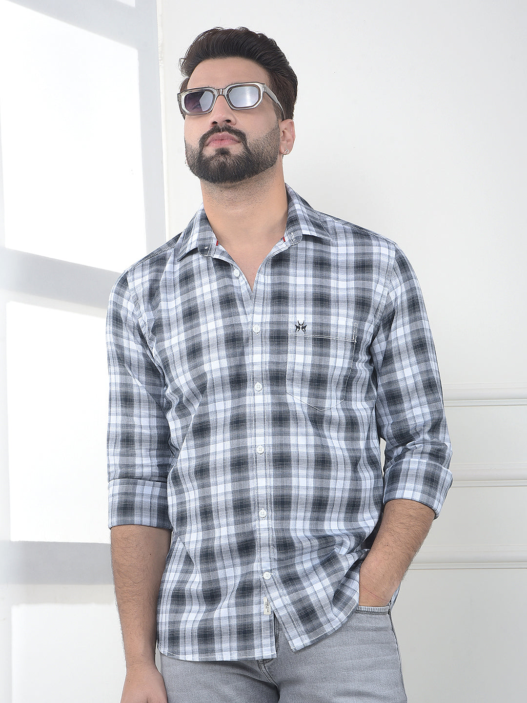 Black Checked 100% Cotton Shirt