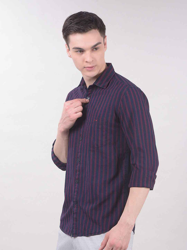 Red Vertical Stripes 100% Cotton Shirt