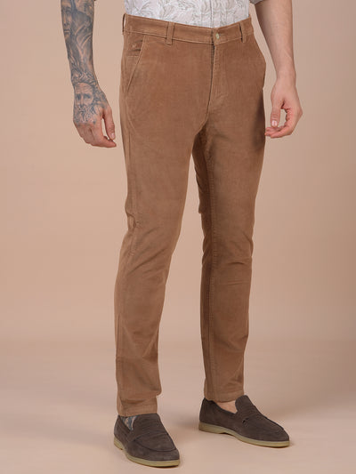 Brown Printed Corduroy Trousers