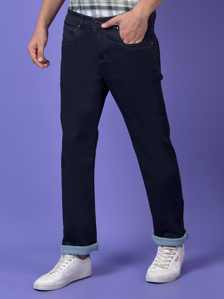 Navy Blue Straight Jeans
