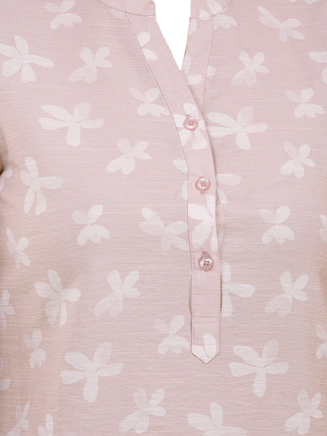 Pink Floral Print V-Neck Top-Women Tops-Crimsoune Club
