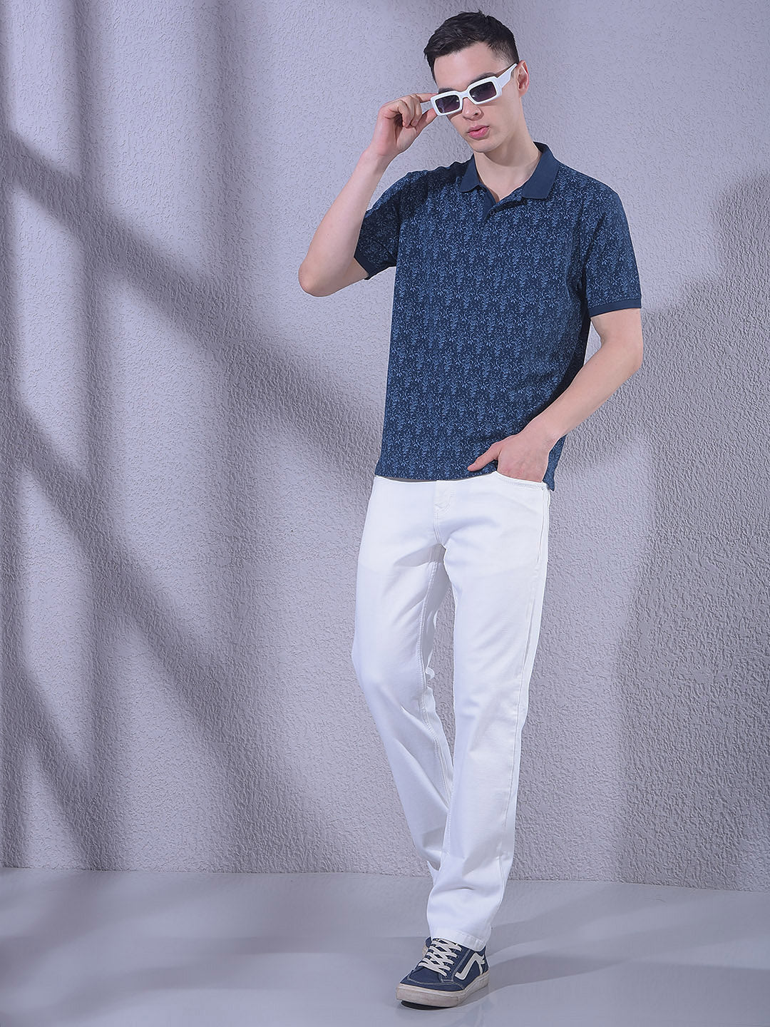 Navy Blue Floral Print T-Shirt