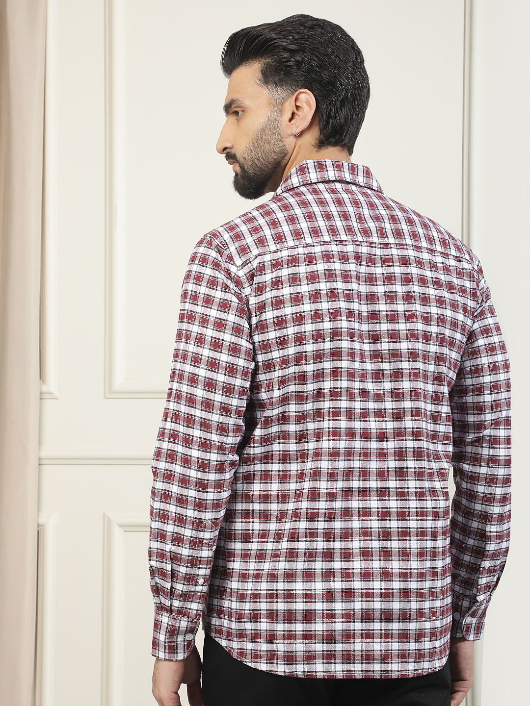 Maroon Checked 100% Cotton Shirt