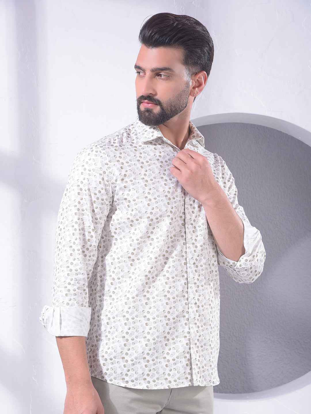 Olive Polka-Dots Shirt