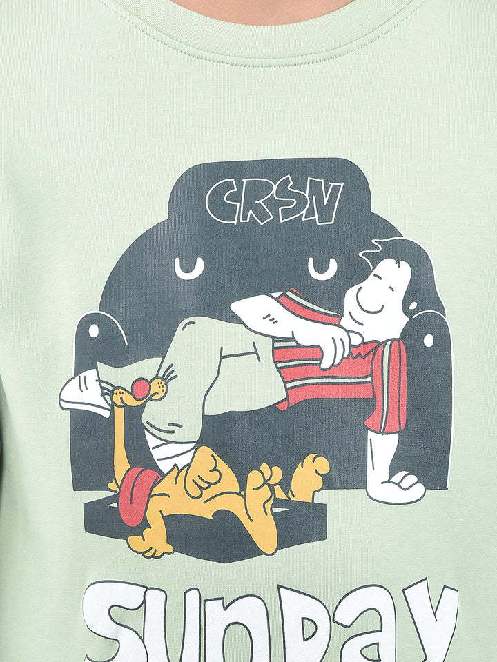 Green Graphic Print Sweatshirt