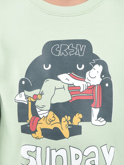 Green Graphic Print Sweatshirt