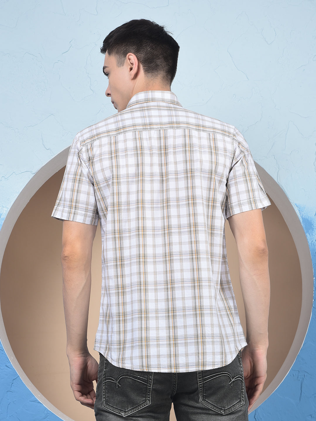 Yellow Checked 100% Cotton Shirt