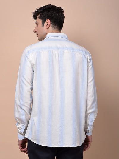 Blue Vertical Stripes 100% Cotton Shirt