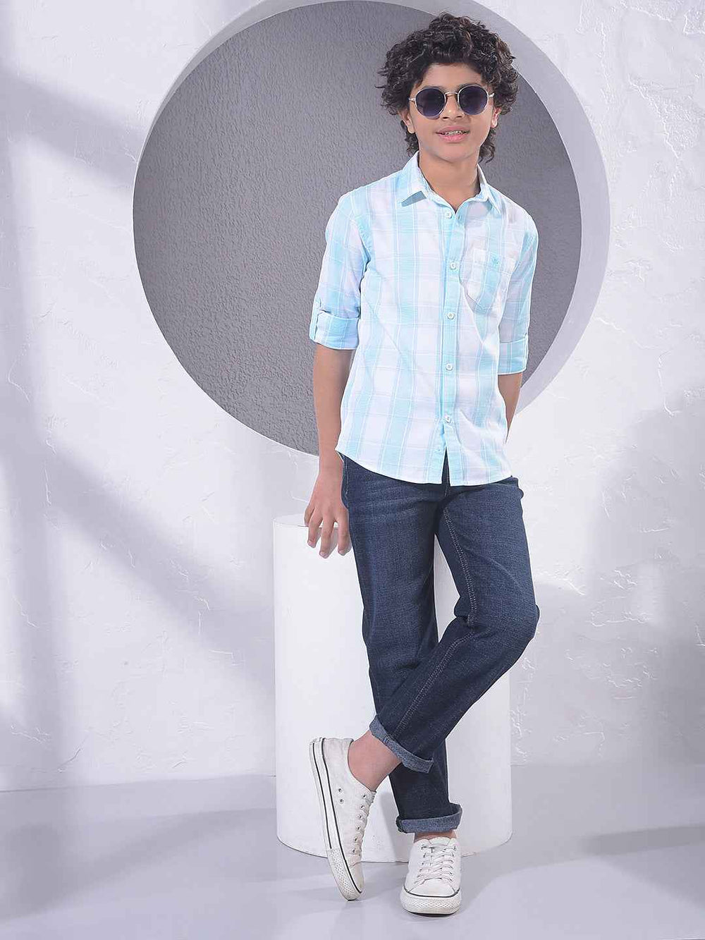 Blue Checked 100% Cotton Shirt