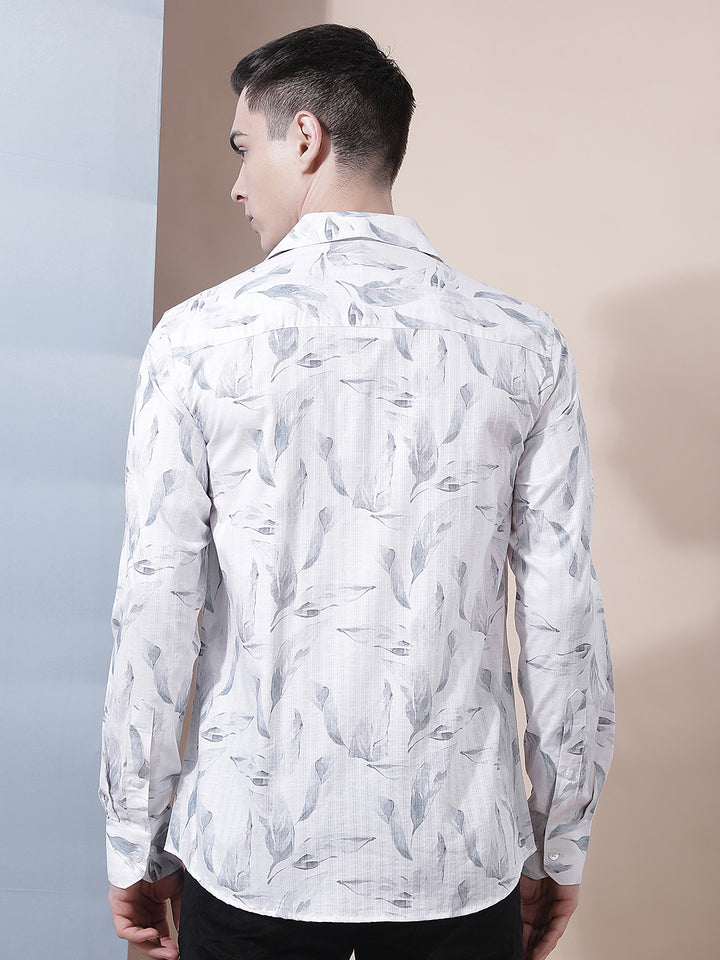 White Floral Print Shirt