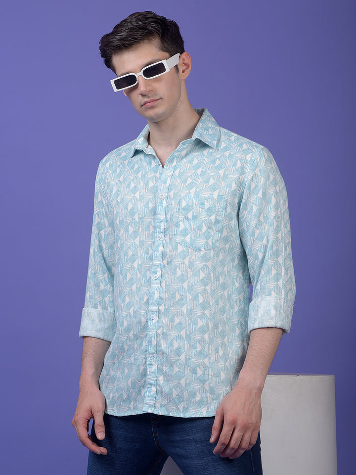Green Printed 100% Cotton Shirt