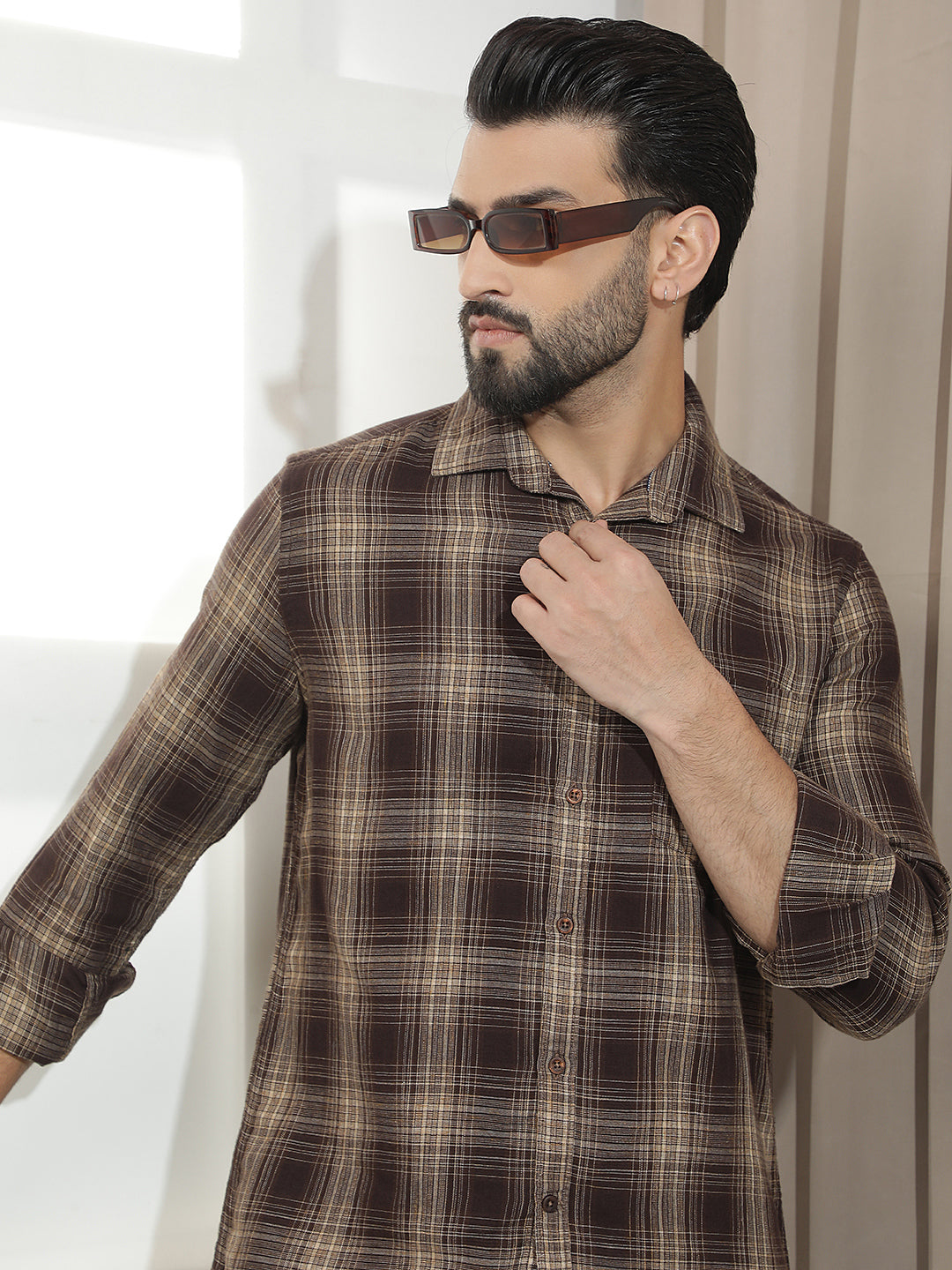 Dark Brown Checked Shirt