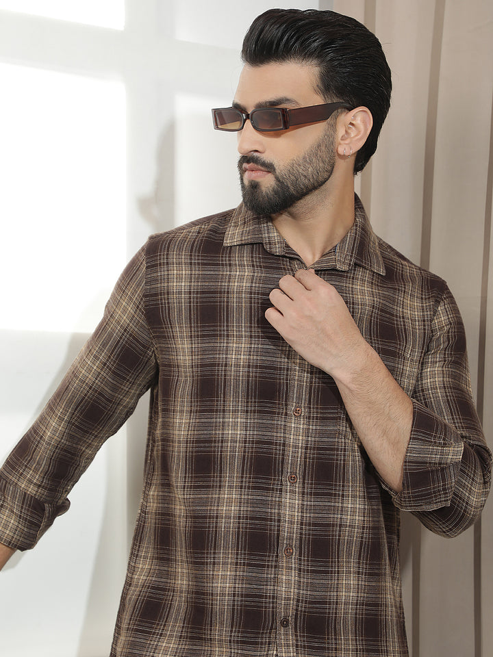 Dark Brown Checked Shirt