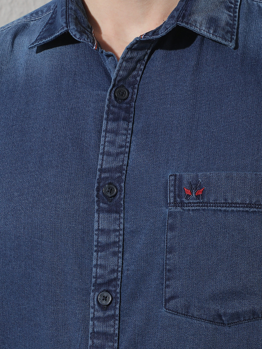 Navy Blue 100% Cotton Denim Shirt
