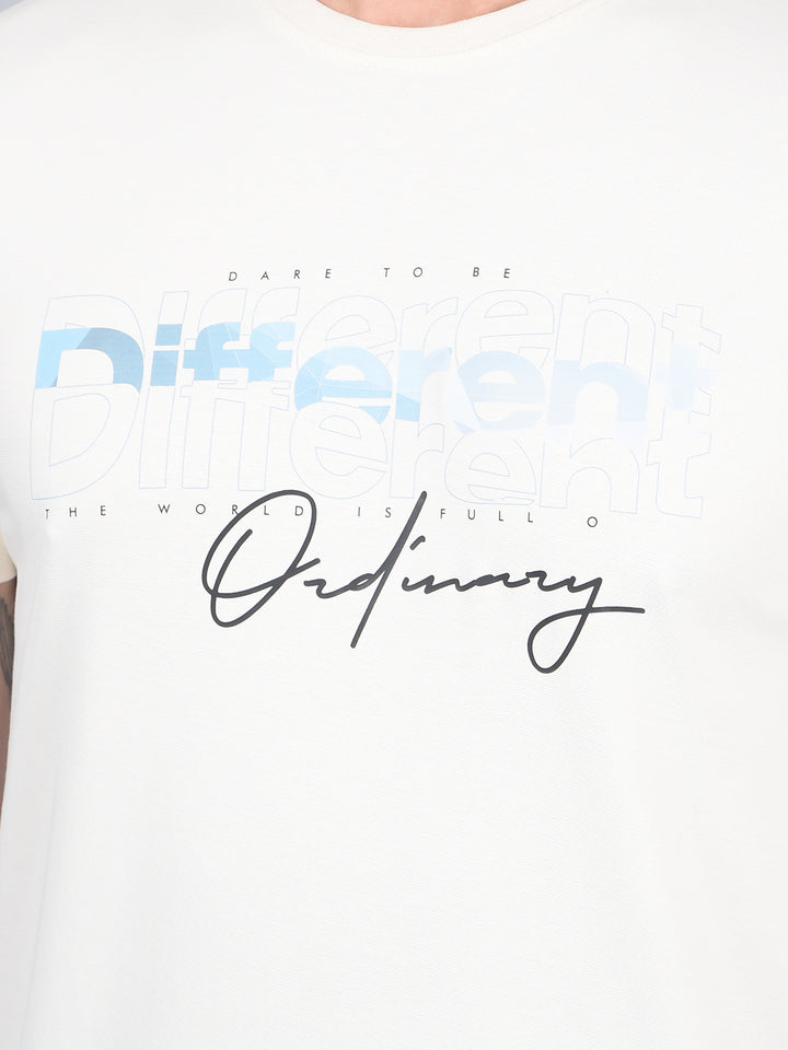 Cream Typographic Print T-Shirt