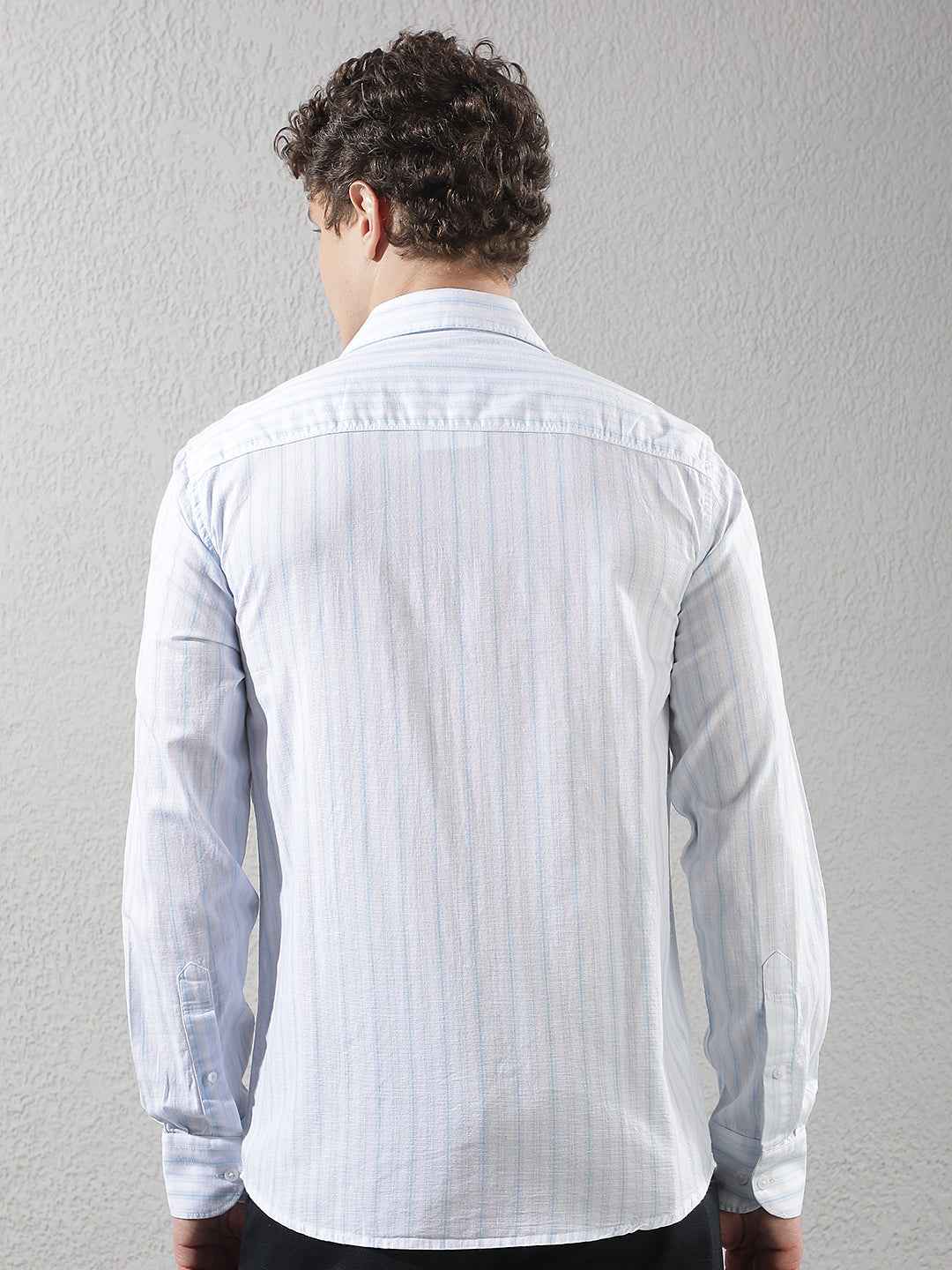 White Vertical Striped 100% Cotton Shirt