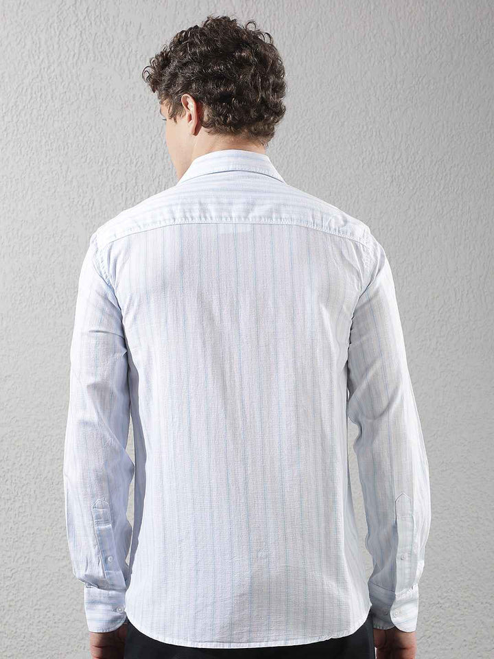 White Vertical Striped 100% Cotton Shirt