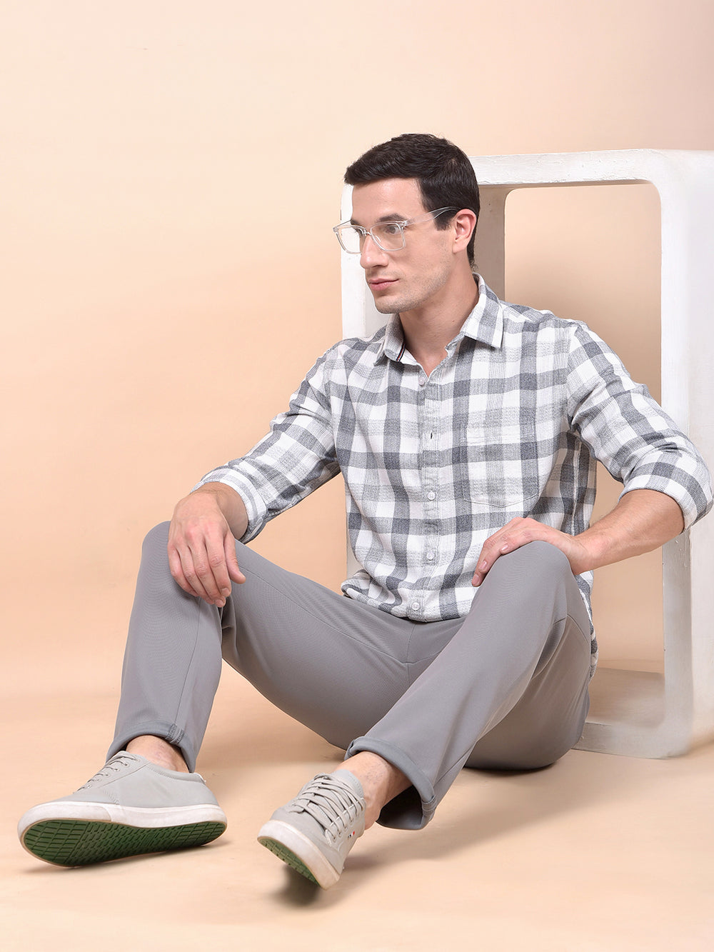 White Checked 100% Cotton Shirt