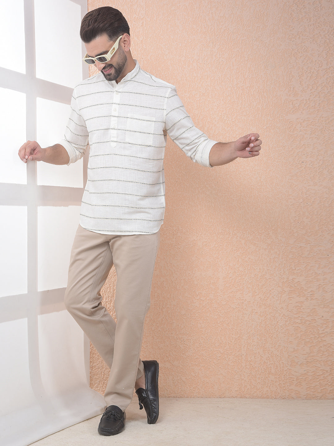 White Subtle Stripe Kurta