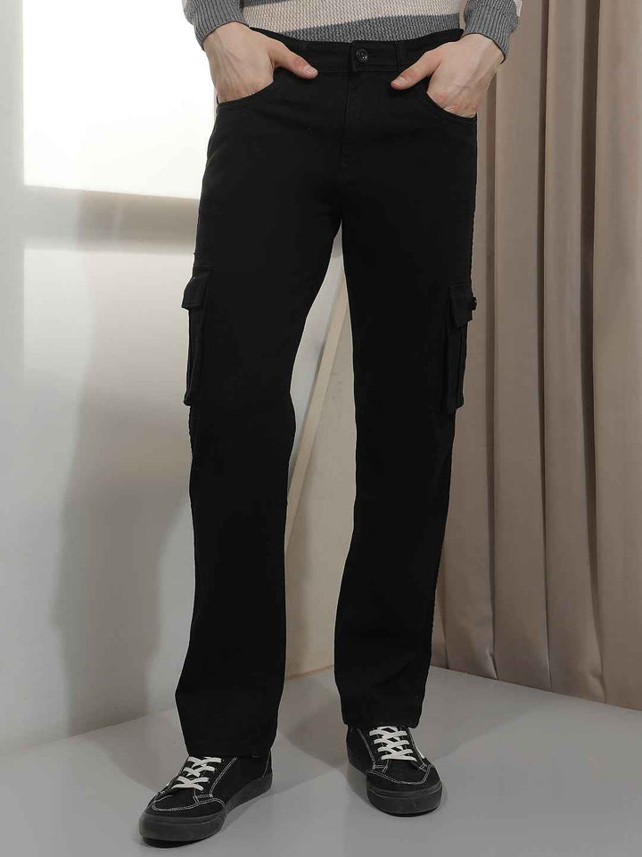 Modern Black Streetwear Cargo Jeans
