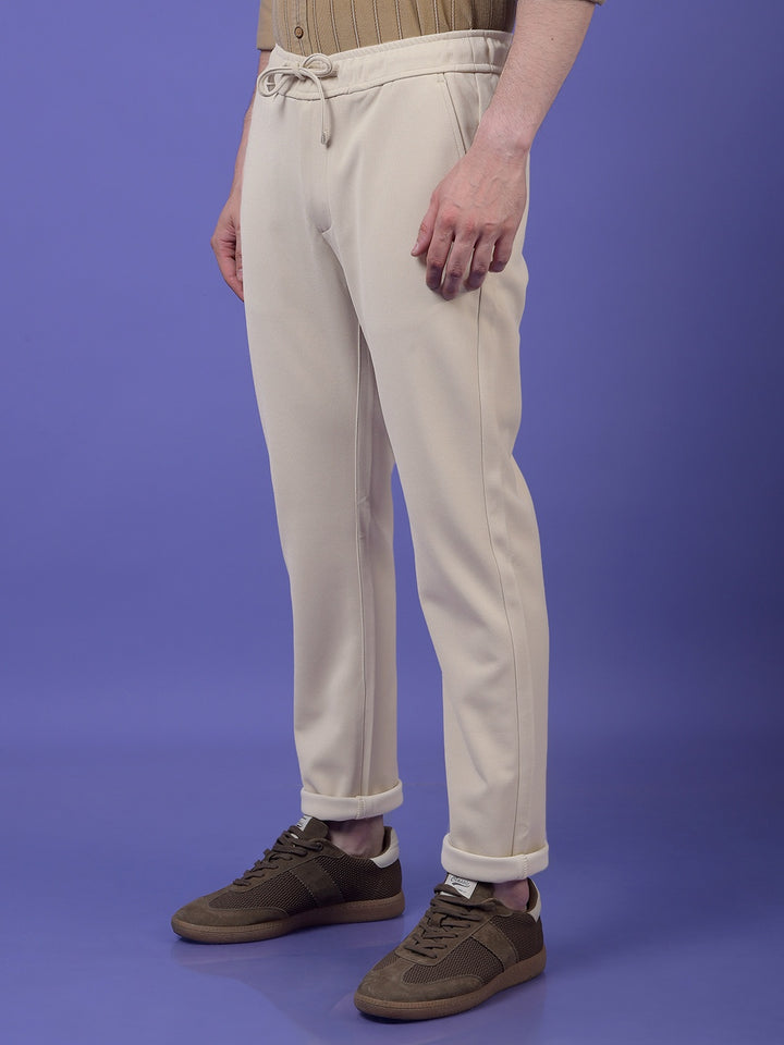 Light Beige Smooth Knit Trousers