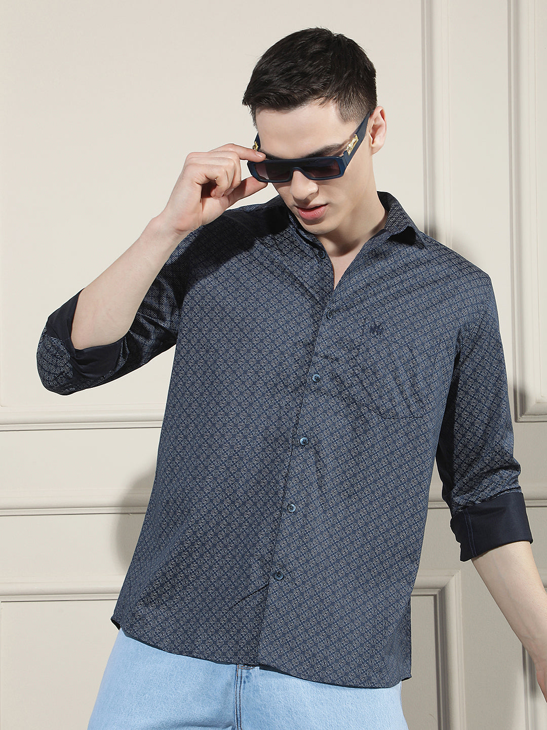 Refined Deep Blue Printed Shirt