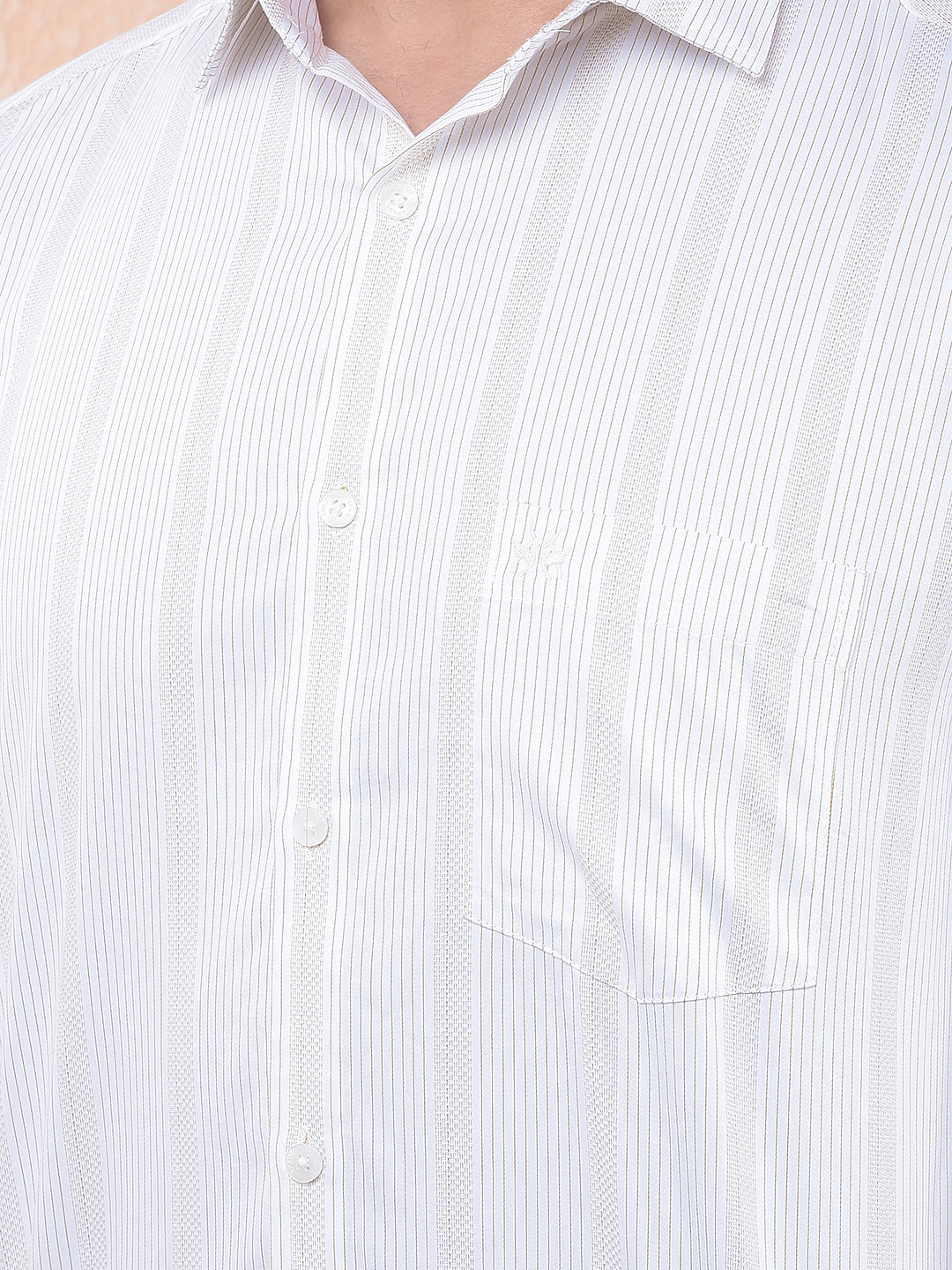 Yellow Vertical Striped 100% Cotton Shirt