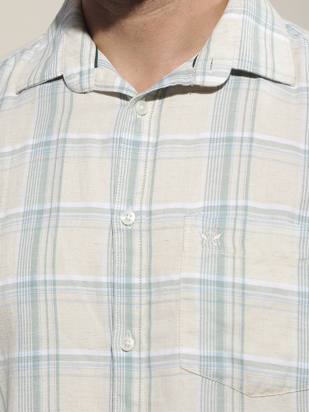 Green Checked Linen Shirt
