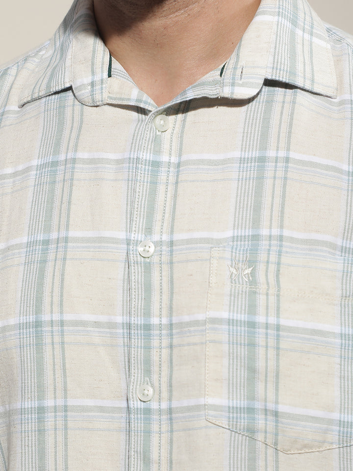 Green Checked Linen Shirt