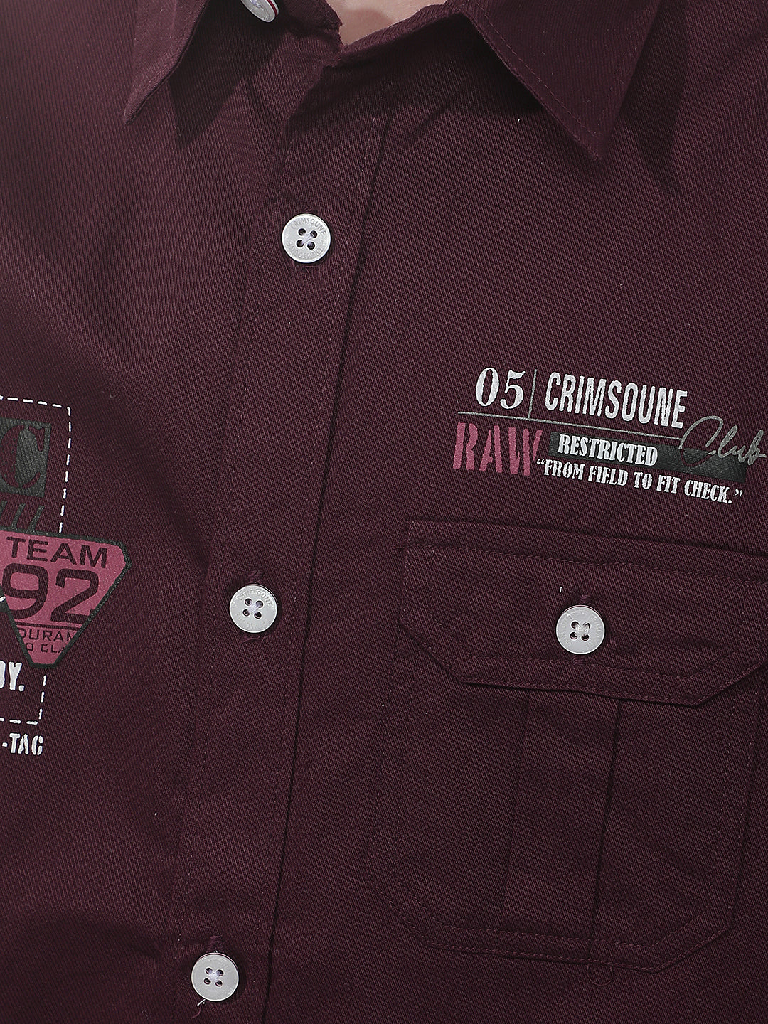 Wine Typographic Print 100% Cotton Shirt