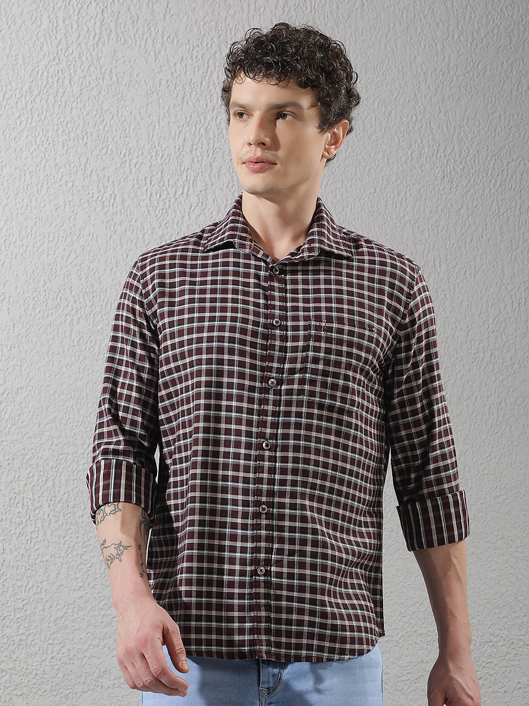 Relaxed Deep Wine Checked Shirt