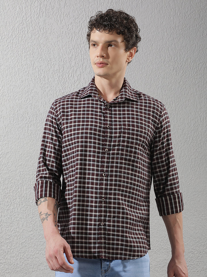 Relaxed Deep Wine Checked Shirt