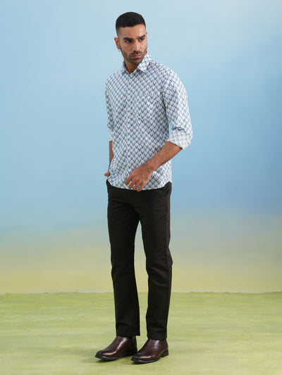 Frosted Blue Printed Shirt