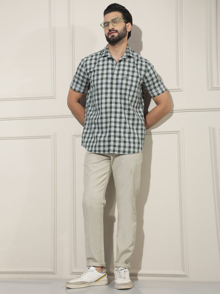 Green Checked 100% Cotton Shirt