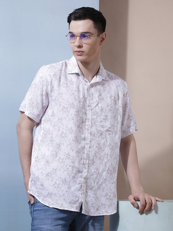 Purple Floral Print Shirt