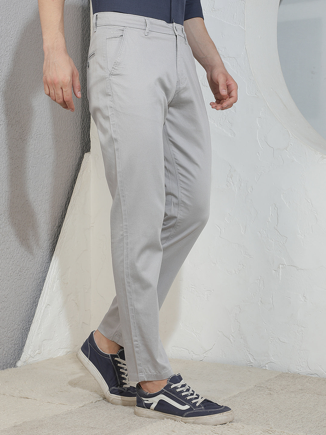 Classic Charcoal Grey Printed Trousers