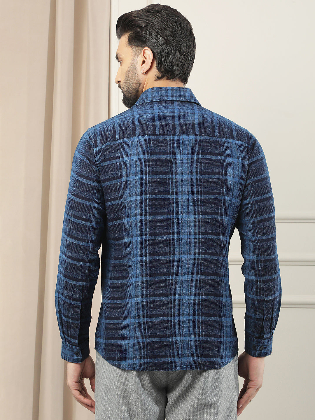 Blue Printed 100% Cotton Shirt