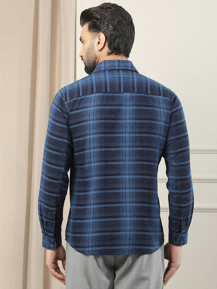 Blue Printed 100% Cotton Shirt