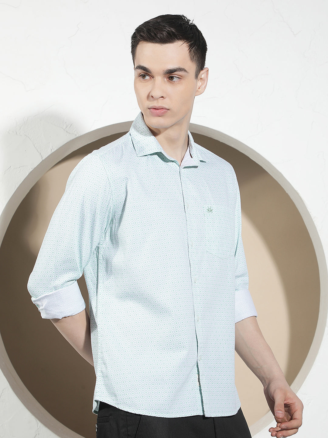 Modern Moss Green Printed Shirt