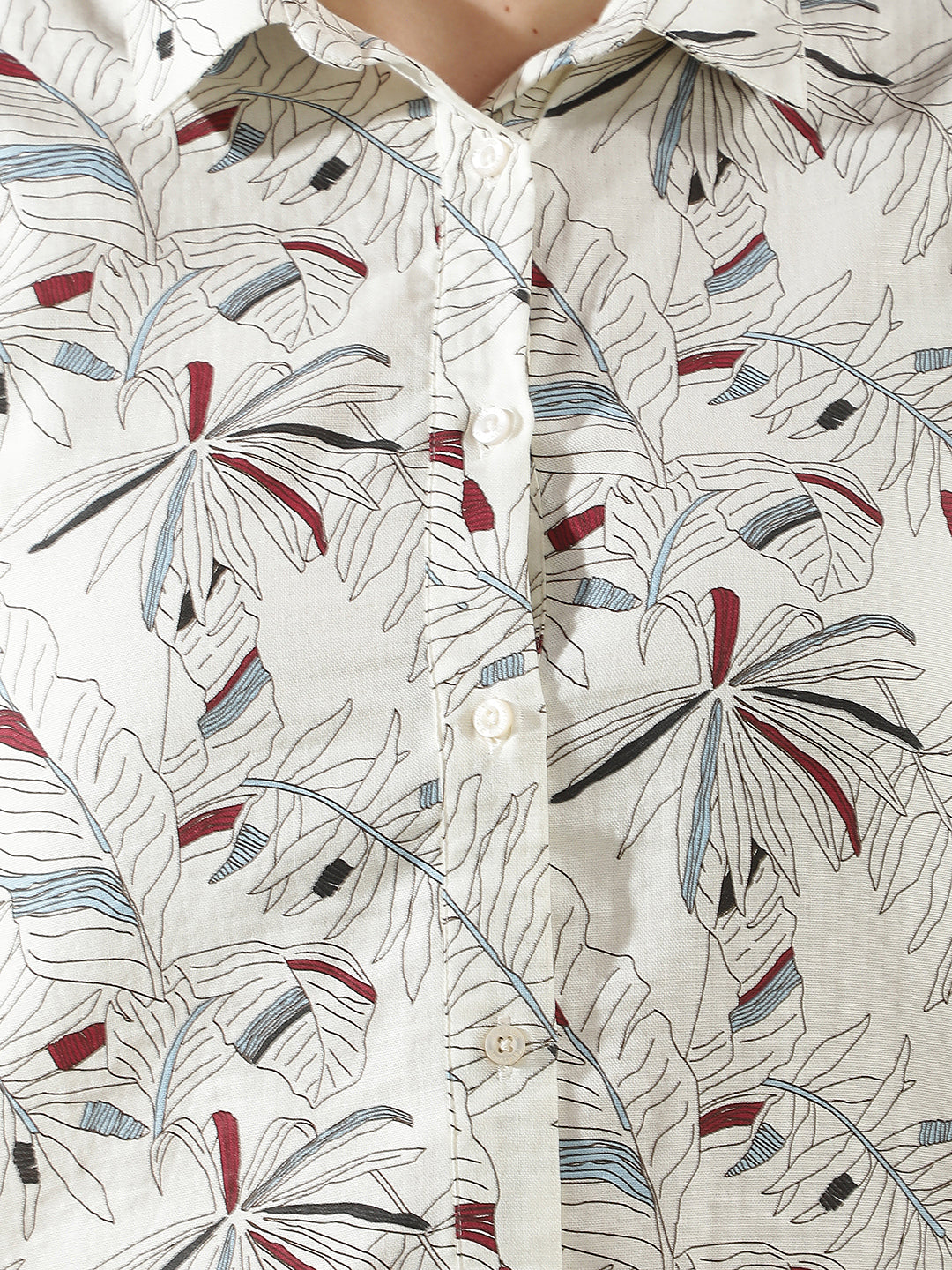 Blue Floral Print 100% Cotton Shirt
