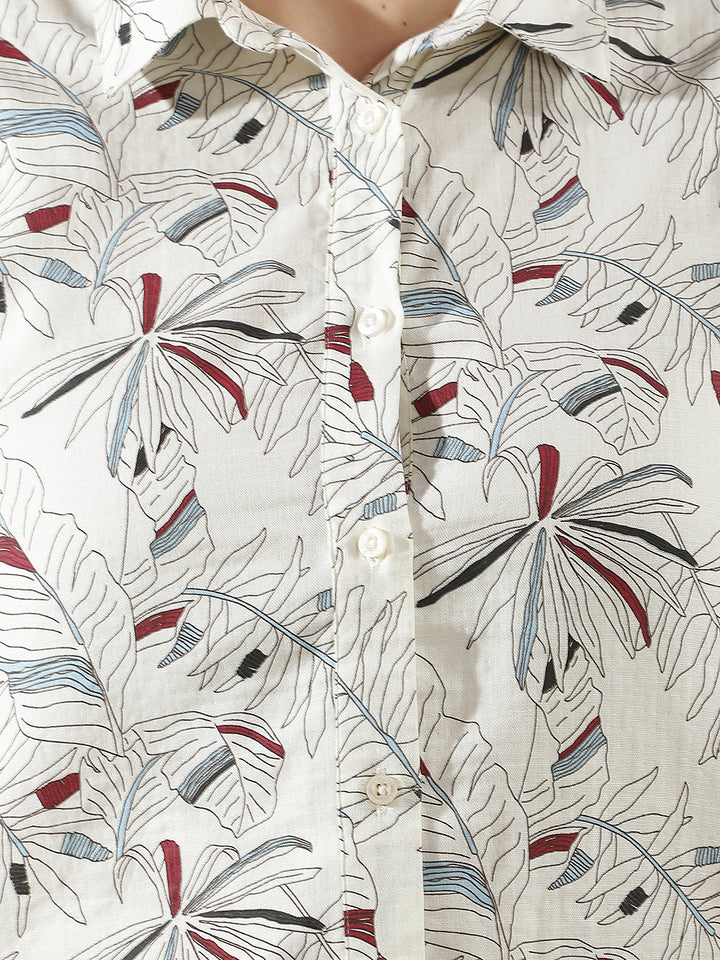 Blue Floral Print 100% Cotton Shirt