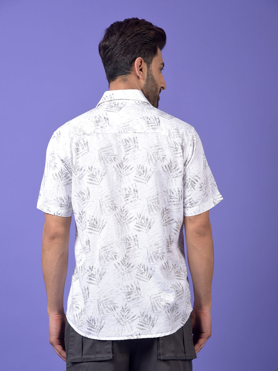 Beige Floral Print 100% Cotton Shirt